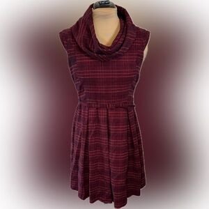 EUC GO International Retro Plaid Sleeveless Dress with Belt